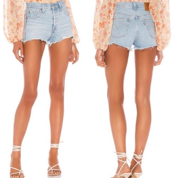 Levi's 501 Shorts High Rise Button Fly Luxor - Picture 6 of 7